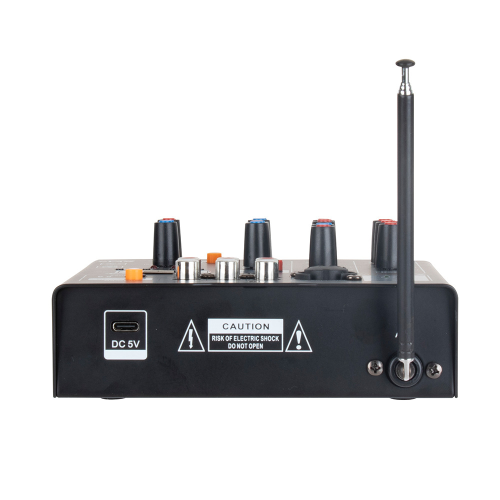 Pequeño MEZCLADOR DE MICRÓFONO INALÁMBRICO todo-en-uno de 4 vías de la computadora tarjeta de sonido de la guitarra efecto Bluetooth