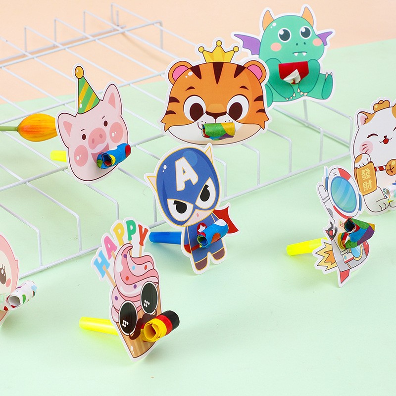 Children's Blowing Roll Blowing Dragon Whistle Kindergarten Cartoon Safety Retractable Cute Blowing Small Whistle Creative Birthday Toy