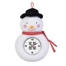 文创新款毛绒雪人时钟公仔挂件 来图定制圣诞节装饰挂饰场景布置