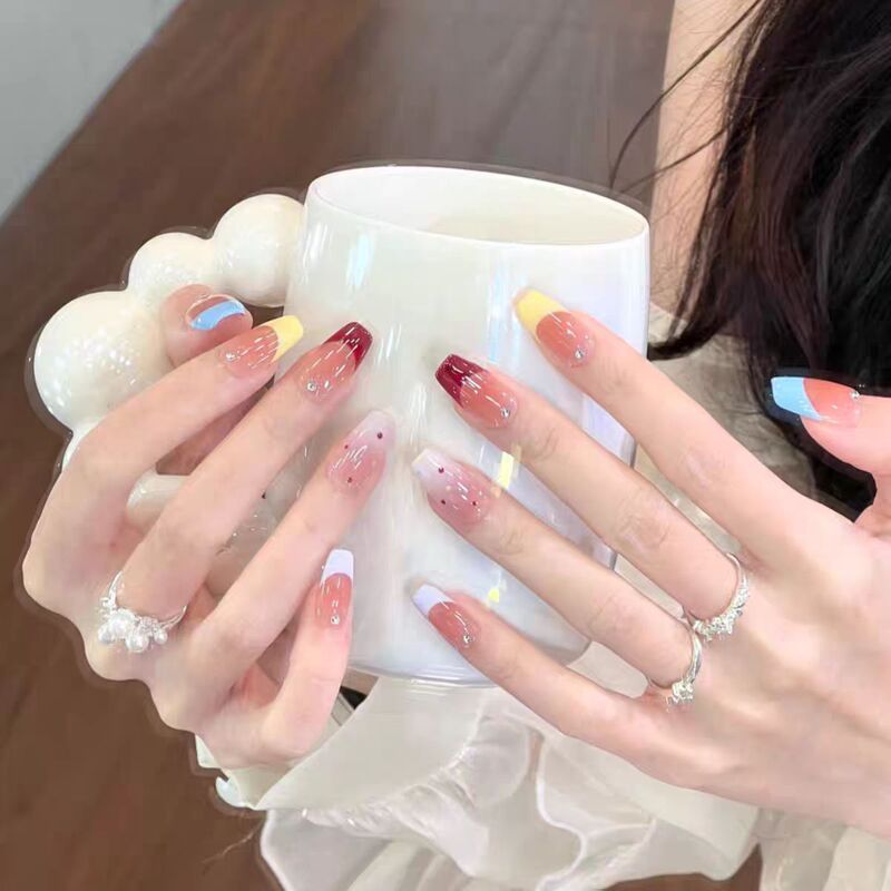 Handmade Rainbow Dopamine Gradient Blush Nail Stickers for a Fresh and Brightening Look Handmade Rainbow Dopamine Gradient Blush Nail Stickers for a Fresh and Brightening Look