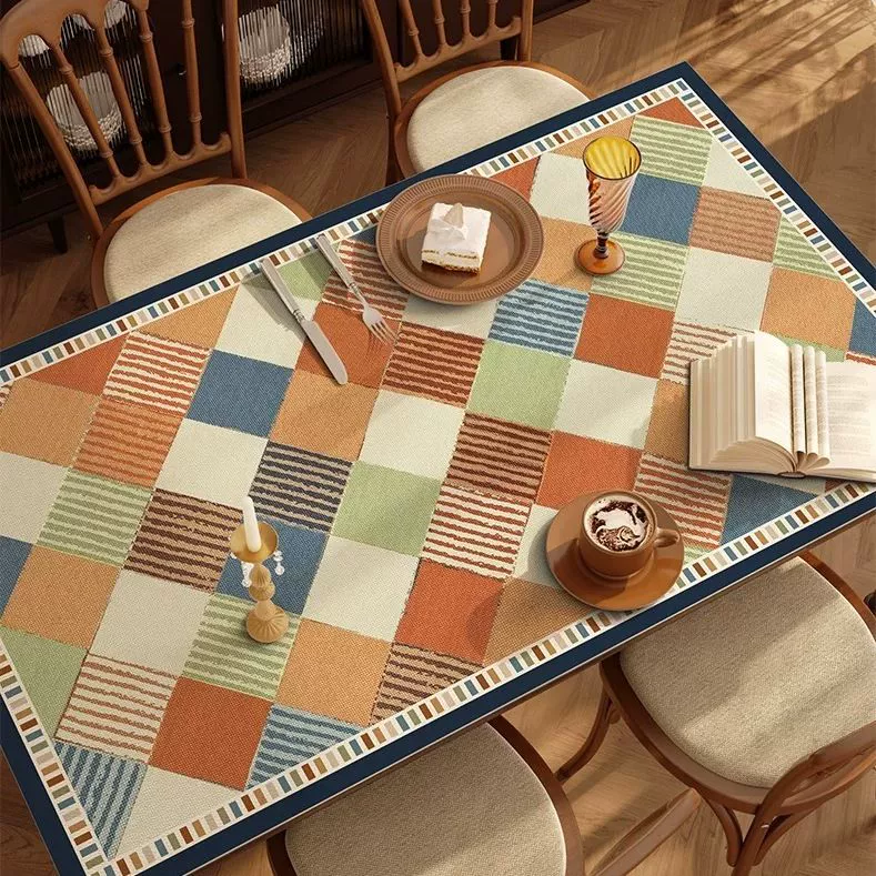 Новый коврик для обеденного стола в американском стиле, водонепроницаемая, маслостойкая, нескользящая скатерть, коврик для журнального столика из ПВХ, не требующий мытья, пятностойкий и износостойкий коврик.