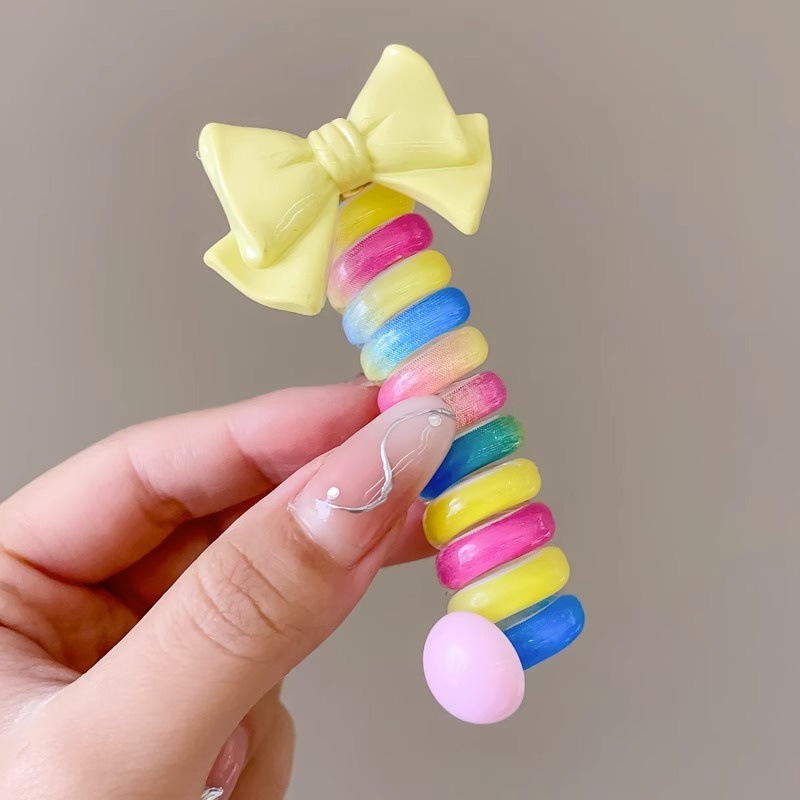 2025 nueva plata brillante cinza plateada cinta de tejido arco perlas línea telefónica anillo de cabello de mujer burbuja trenza cabello de cabello