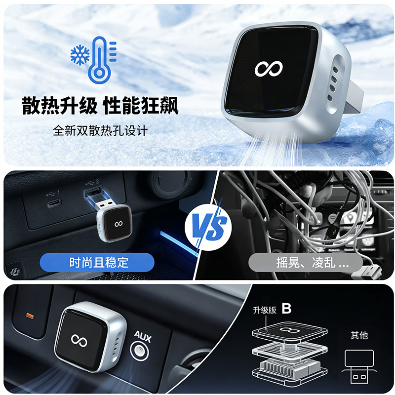 Cross-Border 2-in-1 Carplay Box Wired to Wireless Android Auto Adapter Car-Machine Interconnection Box