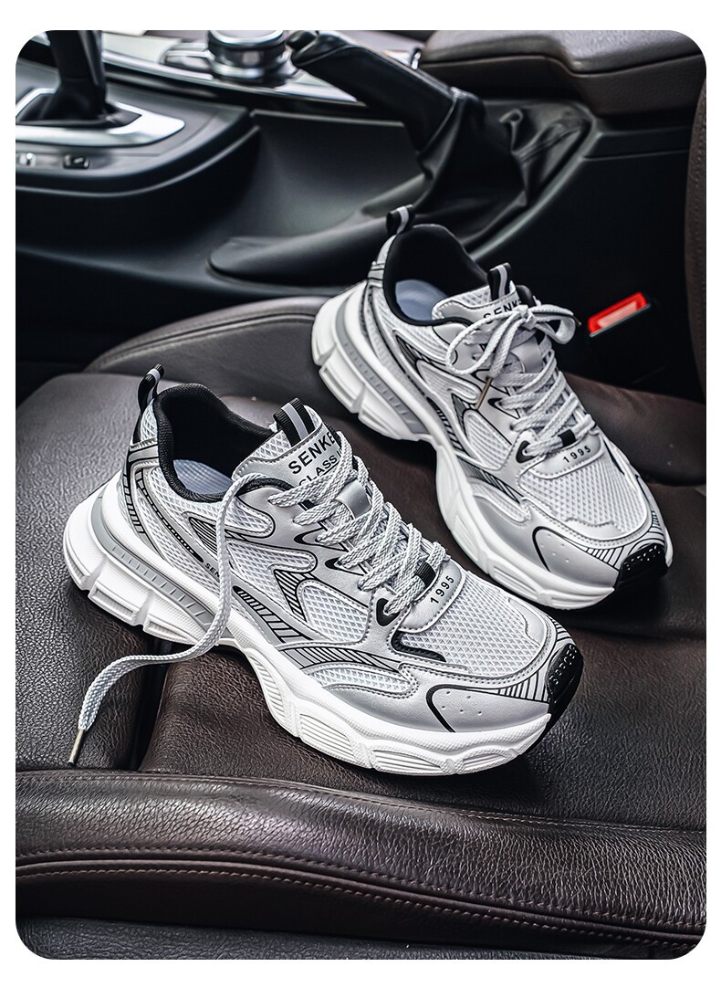 Men's Summer Breathable Trendy Versatile Youth Mesh Sneakers, Casual Running Thick-soled Height-increasing Dad Shoes_vogvips.com
