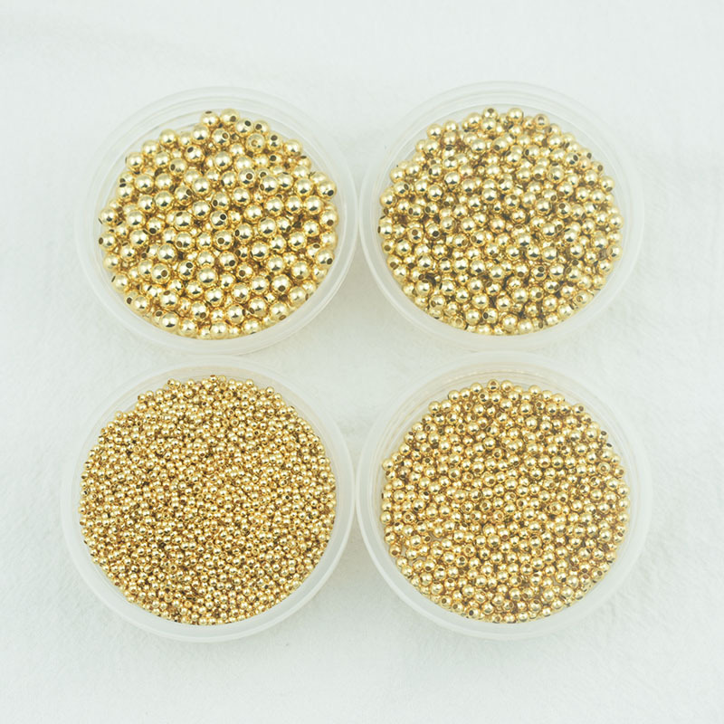 14K Small Gold Beads Loose Beads Gold Beads Pure Copper Color-preserving Glossy Round Beads DIY Handmade Beads Transfer Beads