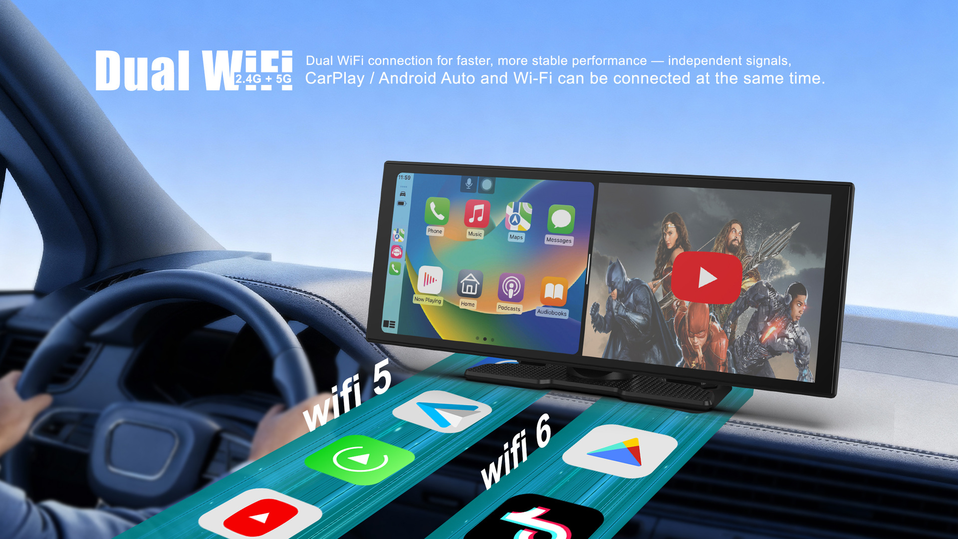 Customized 11.4inch Dash Cam Wireless Carplay Smart Screen Car Reversing Camera Car Navigation