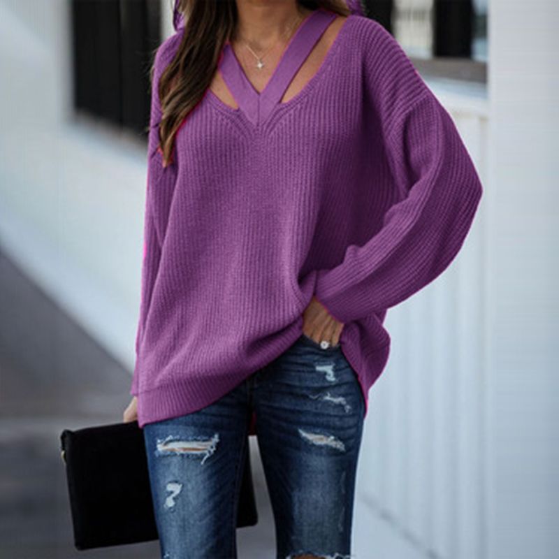 Sweater Tops Type Wholesale Women's Casual Solid Color Long Sleeve Sweaters & Cardigans