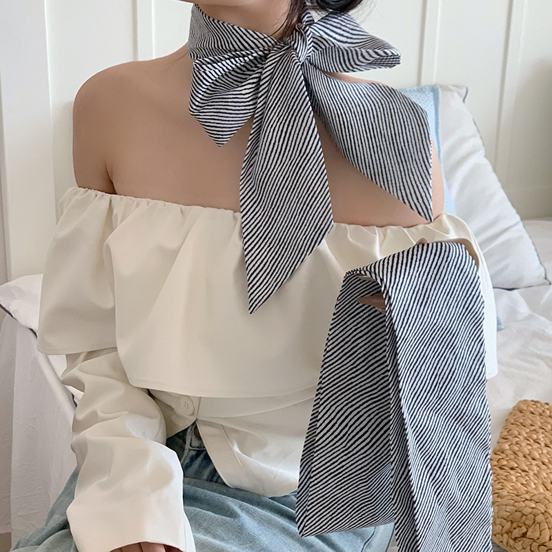 Buñuelo de seda largo alto sentido europeo y americano nuevo nudo transfronterizo correa de cabello tocado buñuelo de seda protector de cuello buñuelo cinturón decorativo