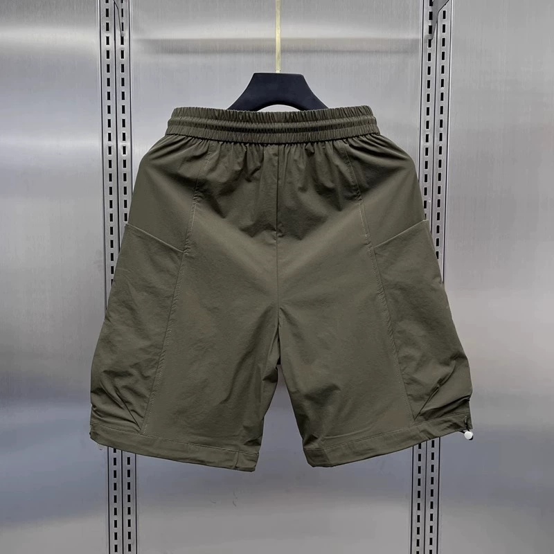 Новые летние мужские тонкие шорты-карго, повседневные универсальные дышащие американские прямые ретро-шорты до колена в простом стиле