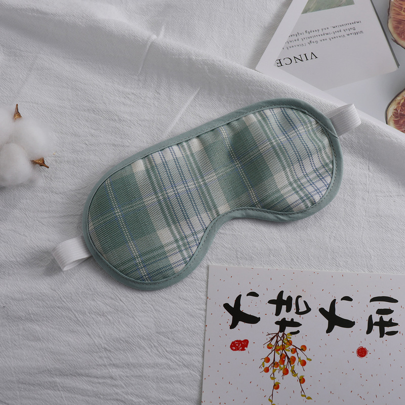 日系創意満版プリント格子縞レトロシンプルアイマスクヘアセット遮光睡眠アイマスク現物多色|undefined