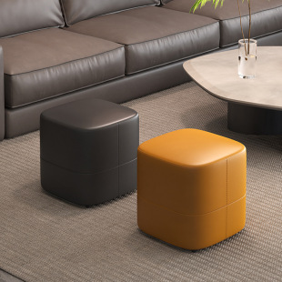 Shoe Changing Stool, Microfiber Nappa Leather Sofa Stool, Leather Pier Stool, Small Stool, Square Stool, Home Dressing Stool, Footrest Low Stool