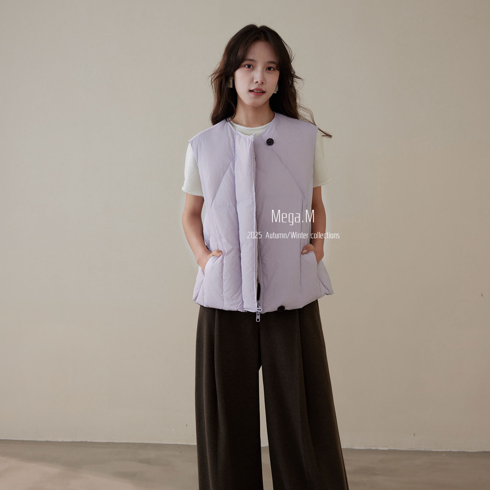 Mega.M十三行极简百搭时尚无袖外穿背心90白鸭绒零压果冻羽绒马甲