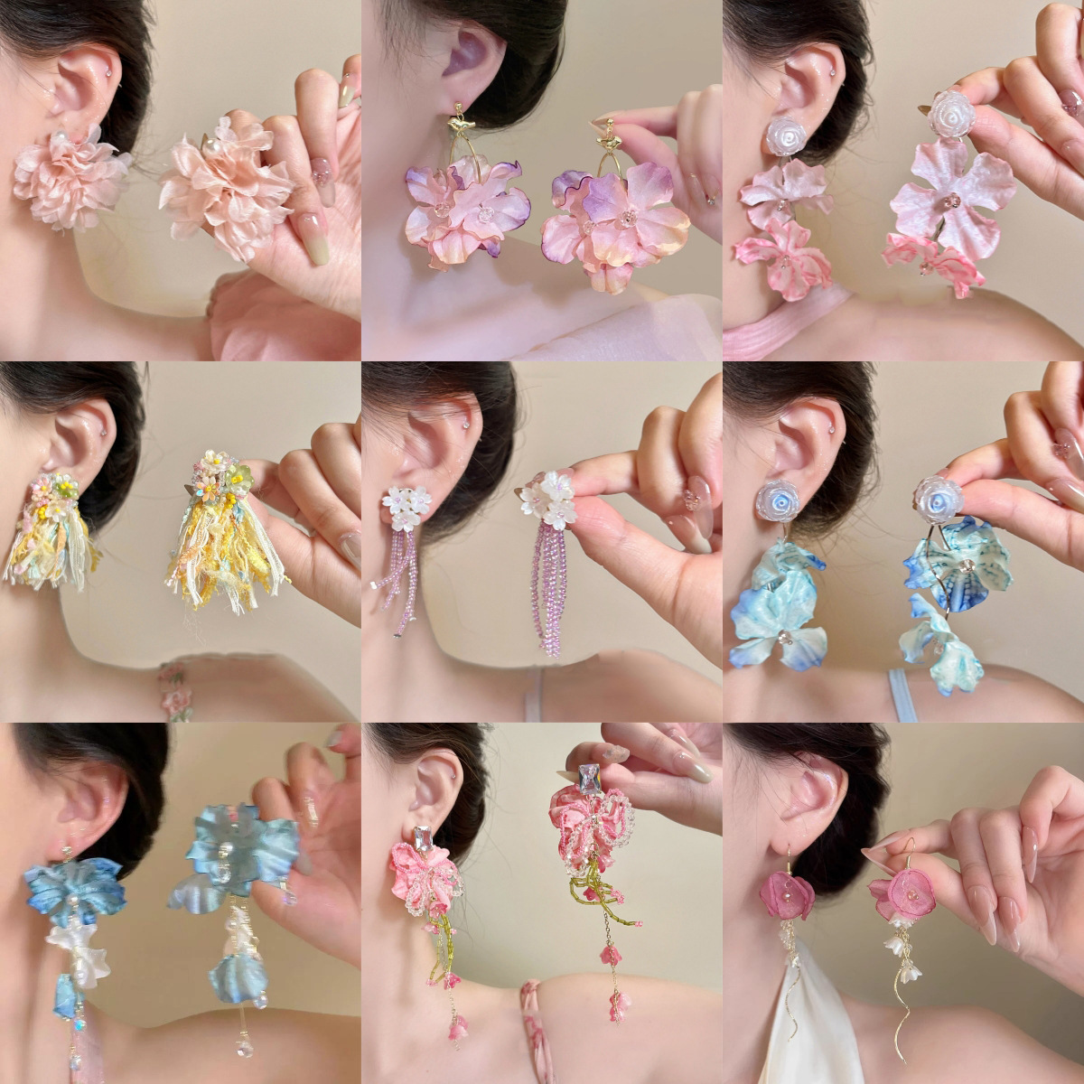 Resort-Style Dopamine Flower Ear Clips for Women Without Pierced Ears, Summer Sweet and Elegant Earrings, Versatile and High-End Ear Accessories