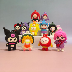 Pvc漫画サンリオキーホルダーアクセサリー洞洞楽卵仔パーティー人形ペンダントキーホルダー卸売り