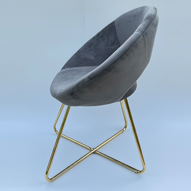 Transfronterizos simple silla de comedor redonda de espalda al por mayor taburetes de comedor casero silla de ocio silla de comedor de terciopelo tipo luna