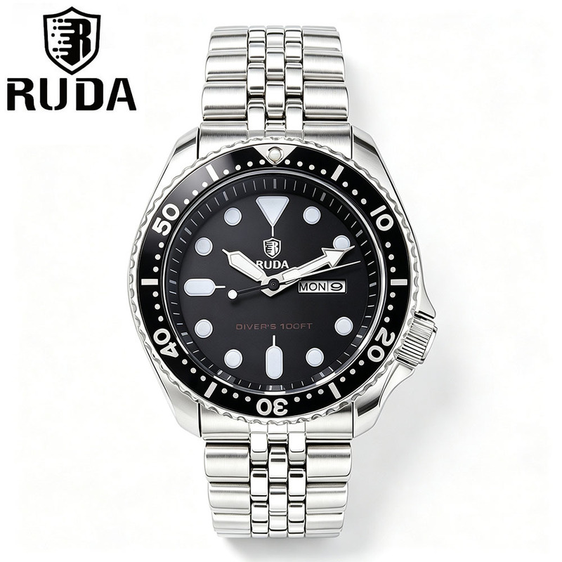 Ruda Men's Watch Genuine Fashion Calendar Waterproof Luminous Student Watch Cross-Border Trendy Steel Band Quartz Watch Ruda Men's Watch Genuine Fashion Calendar Waterproof Luminous Student Watch Cross-Border Trendy Steel Band Quartz Watch
