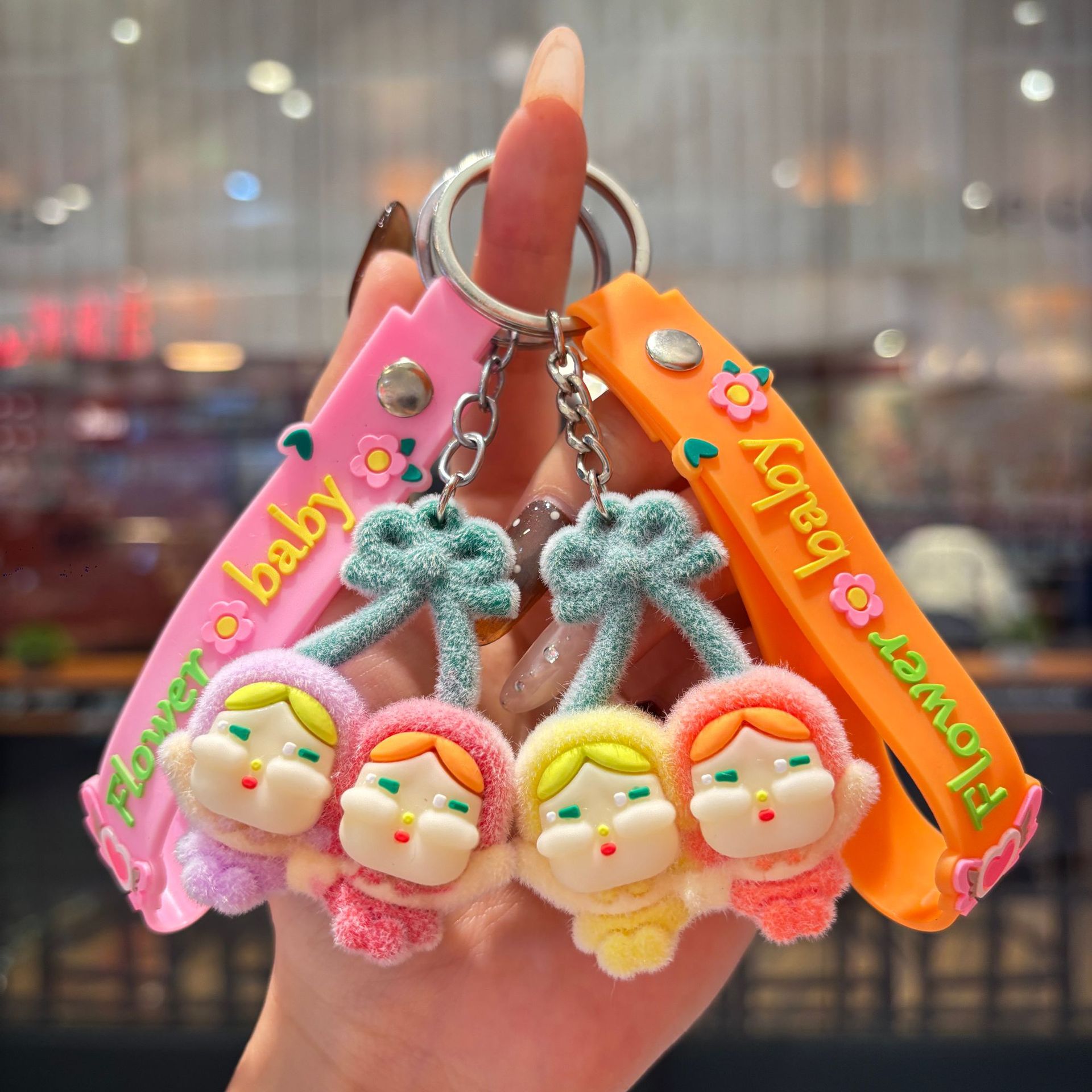 New Flocked Cherry Crying Baby Doll Keychain Small Pendant Cute Cartoon Tear Doll Student Bag Pendant