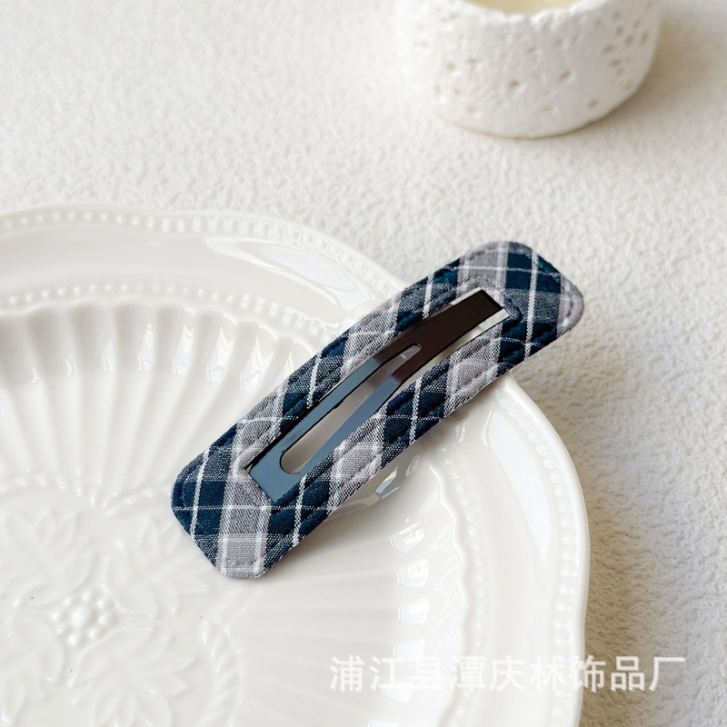 新款红色格纹格子发夹秋冬儿童BB夹三角星星云朵水滴镂空一字夹|undefined