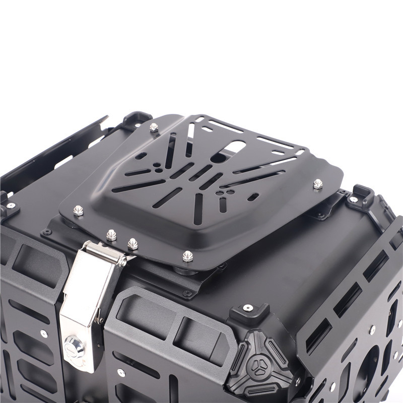 45L Motorcycle Armored Tail Box, Aluminum Alloy Tail Box, 55L Multifunctional Portable Trunk with Base Plate for Electric Vehicles