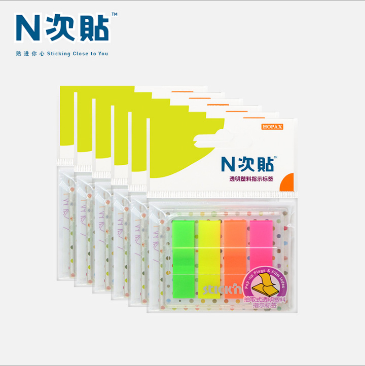 N pegatinas de plástico flecha transparente etiqueta pequeña fluorescente se puede volver a colocar índice de clasificación de plástico post-it pegatinas de Pepsi