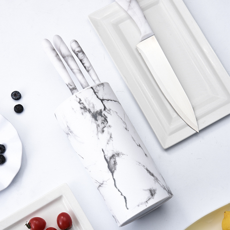 Fabricante de mármol cuchillo conjunto de cocina hogar con cuchillo de cuchillo barril de acero inoxidable caja de regalo cuchillo de cuchillo