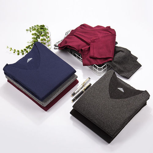 Men's thermal underwear men's velvet thickened quick-heat bottoming German velvet autumn clothes and long trousers suit V round neck winter live broadcast