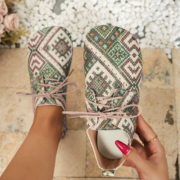 Chinese Style Ethnic Large Size 36-43 Colorful Lace-Up Casual Daily Commuting Women's Fashion Versatile Shoes