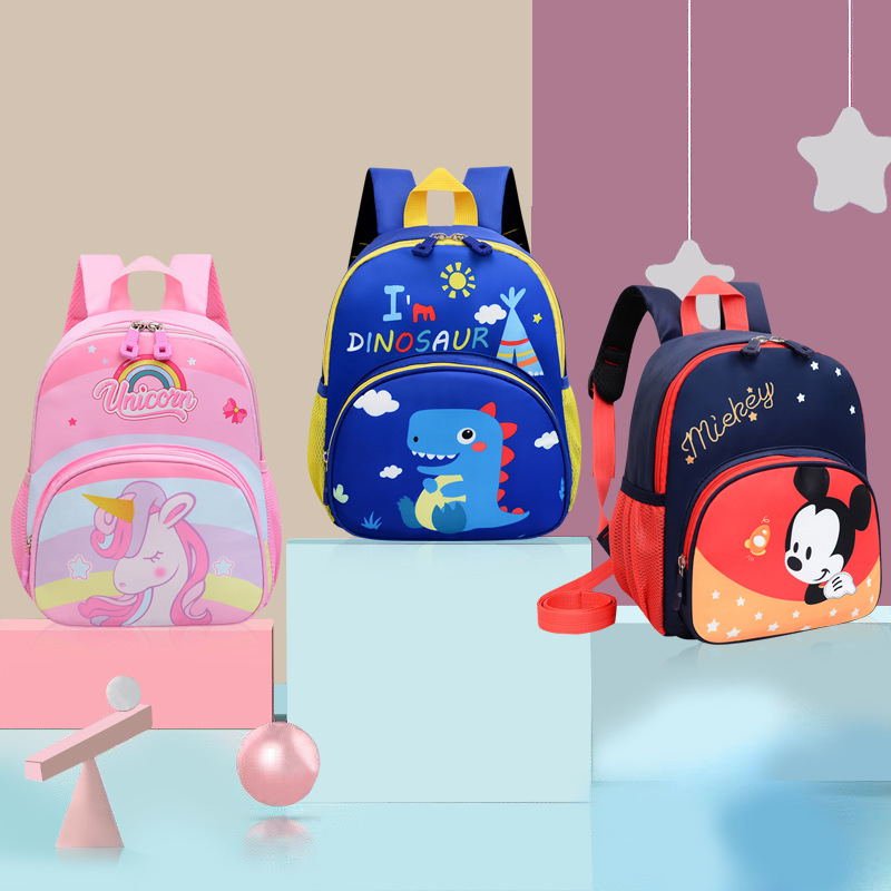 Mochila anti-perdida para niños mochila de jardín de infantes de comercio exterior reducción de carga de dibujos animados mochila de cuerda de tracción de dinosaurio pequeño