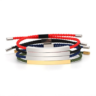 Popular DIY Woven Bracelet Couple Engraved Bracelet Titanium Steel Hollow Elbow Freely Adjustable Jewelry Custom Geometry