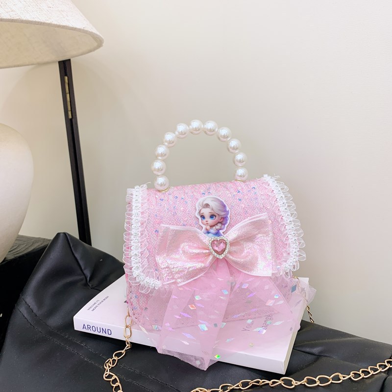 Nuevo bolso para niños niña pequeña bolso de cadena de perlas bolso de mano princesa de moda monedero de hombro