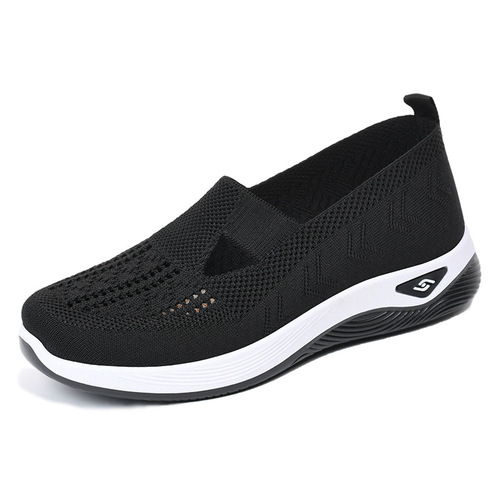 Shoes for middle-aged and elderly women, summer breathable and comfortable single shoes, factory direct sales, soft-soled casual slip-on mesh mom shoes
