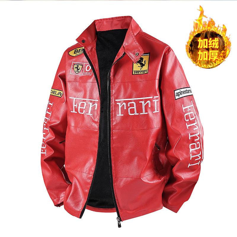 Cross-Border Trendy Brand Autumn New American Retro Workwear Racing Jacket Fashion Motorcycle Jacket Pu Leather Embroidered Coat Cross-Border Trendy Brand Autumn New American Retro Workwear Racing Jacket Fashion Motorcycle Jacket Pu Leather Embroidered Coat