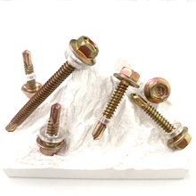 镀彩锌钻尾丝厂家六角头自攻自钻燕尾丝螺钉六角十字机钻尾螺丝