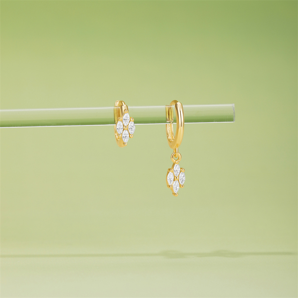 Holiday, Daily Occasion 1 Pair 925 Sterling Silver Zircon Geometric Earrings