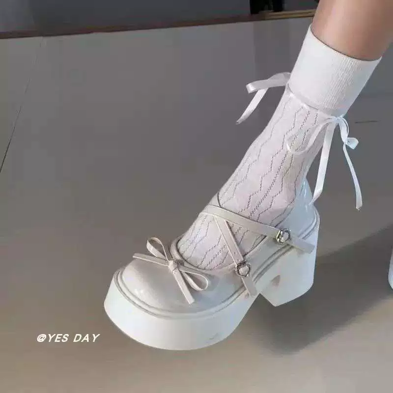 Женские кожаные туфли Мэри Джейн на толстой подошве, увеличивающие рост, новинка 2025 года, весна и осень, японский стиль, jk, высокие каблуки на толстом каблуке с юбкой на плоской подошве