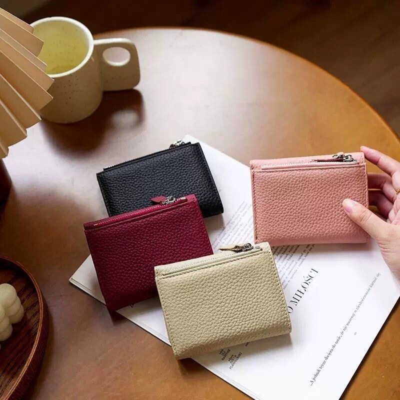 70% off Women's wallet, top-grain cowhide, RFID anti-theft, multi-card slot, genuine leather card holder, zipper coin pocket
