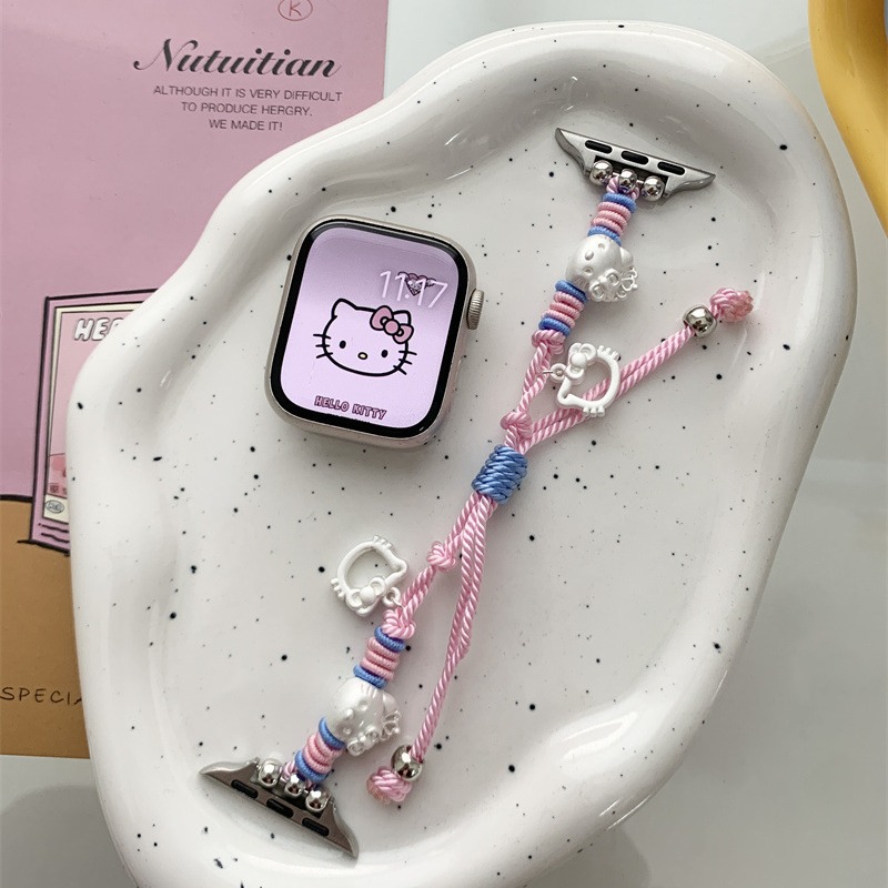 Summer New Cute Wided Rope for applewatch8 Apple 7 Watch Girl Heart Girl Niche Strap s9