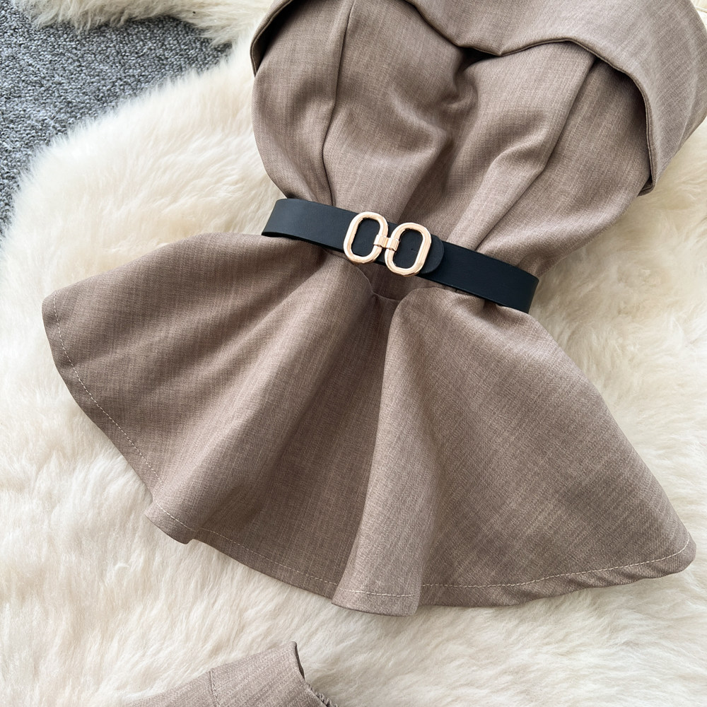 Minimalist Women's Summer Commuter Suit High Waisted Two Piece Set_voghion.com