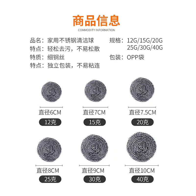 ステンレススチールクリーニングボール単一独立包装ワイヤーボール卸売12-40以上仕様家庭用クリーニングボール|undefined