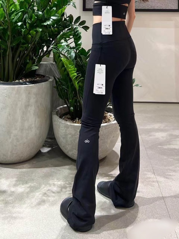 alo女款微喇瑜伽裤 高腰弹力健身休闲运动休闲显瘦喇叭长裤|undefined