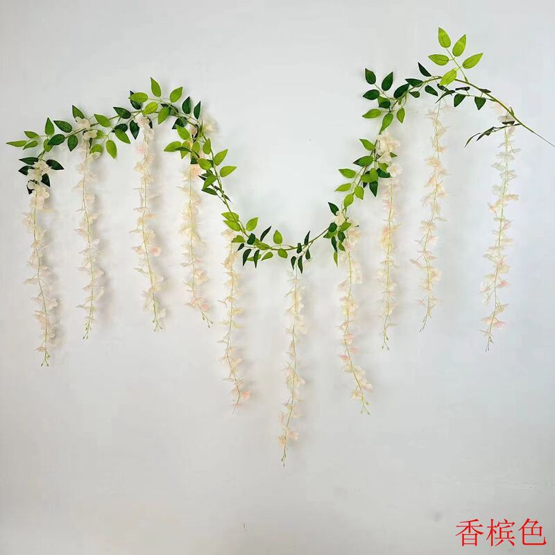 紫藤花造花藤条装飾花巻き吊り花プラスチック花藤蔓串花植物パイプは花を遮る|undefined