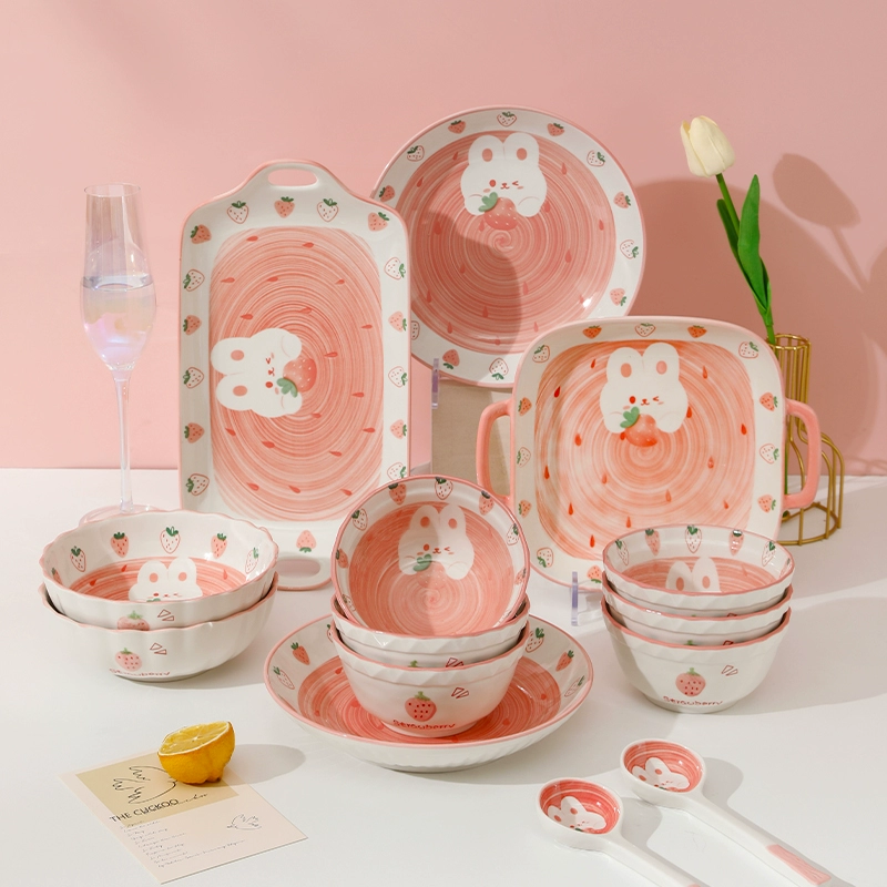 Cartoon home cute set, ceramic tableware, chopsticks