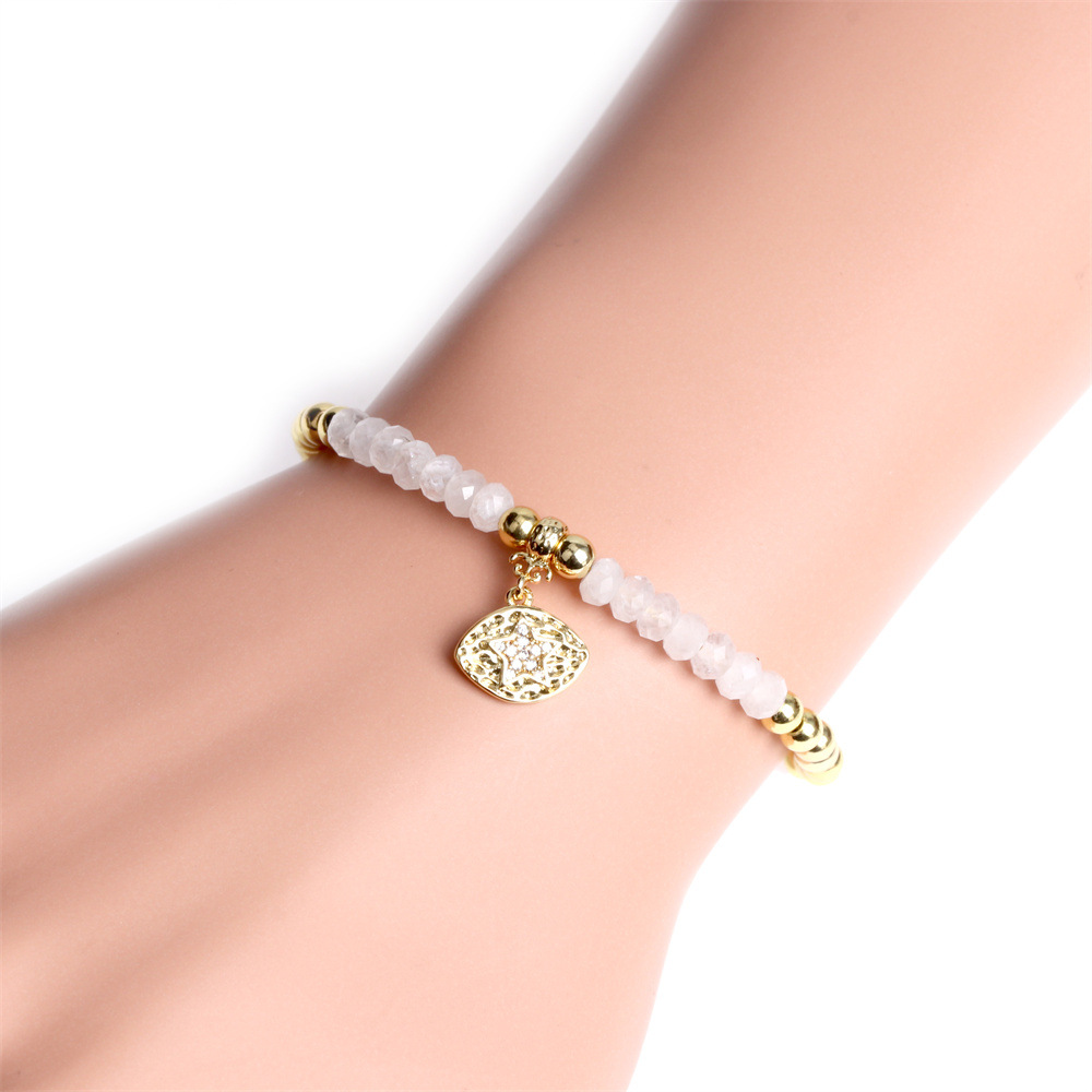 Fashion new metal beaded zircon star eye copper bracelet