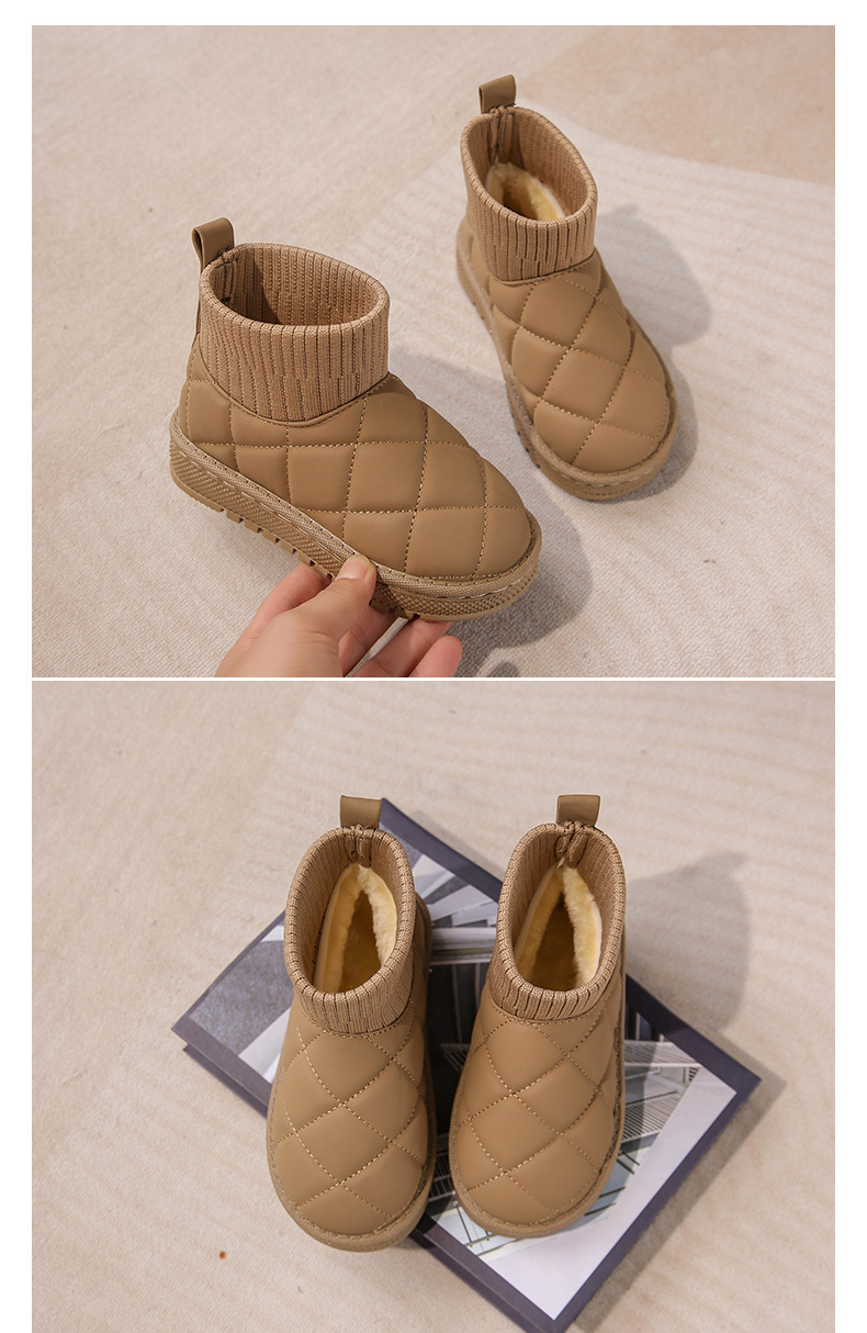 Stivali da neve per bambini Scarpe da bambino semplici in cotone autunno e inverno da bambina con piedini in velluto Stivali corti caldi da bambino_voghion.com