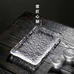 批發日式水晶玻璃茶盤酒具盤收納托盤家用客廳輕奢擺盤裝飾甜品水