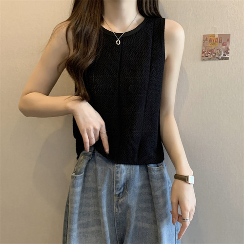 Summer  new Korean style versatile slim short sleeveless inner and outer wear student tops knitted vest for women trendy