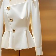 法式风收腰气质高级感长袖衬衫新款减龄韩版方口领小衫上衣女