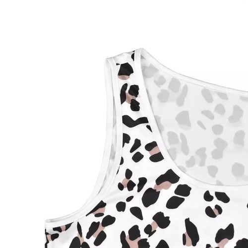 Cross-border European and American Plus-size Casual Pajama Set: Leopard-print Vest Top and Shorts Two-piece Pajamas