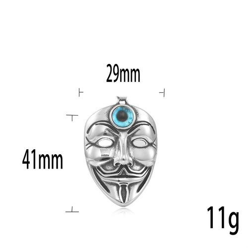 European and American Titanium Steel Face Mask Pendant, Personality Punk Retro Trend Men and Women Stainless Steel Mask Eye Pendant 2807