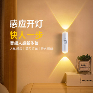 Cross-Border Intelligent Human Body Sensor Spotlight Aisle Corridor Light Courtyard Light Wall Light Three-Color Rechargeable Wall Light Night Light